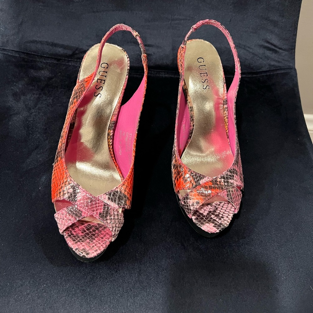 Multi pink snake print heels